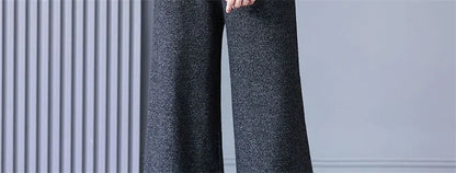 Self Made Knitted Two-piece Set for Women's 2024 Spring Clothing Set Socialite Temperament Wide Leg Pants Sweater Set Commuting