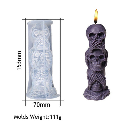 Halloween Ornament Candle Silicone Mold  DIY Handmade Epoxy Resin Pumpkin Tombstone Triple Skulls Wax Craft Molds Party Supplies