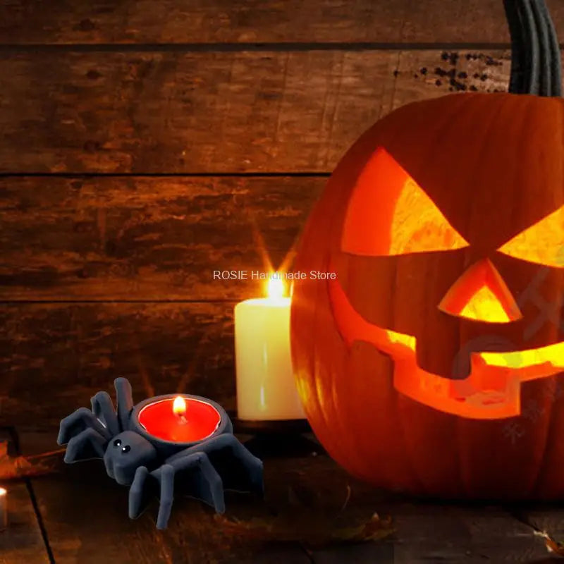 Spider Candle Holder Silicone Mold Candle Light Pumpkin Lamp for Home Bar Haunted House Halloween Decor