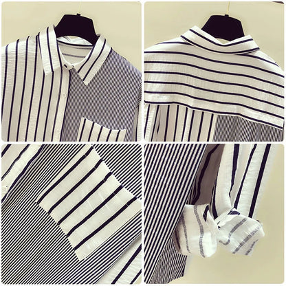 Women's Simple Casual Asymmetrical Oversized Cotton Button Up Long Sleeve Tunic Shirts Solid Streetwear Top Blouse Blusas Mujer