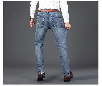 2024 Wthinlee Men's Casual Fashion New Elastic Jeans Pants Work Jeans Classic Men's Fashion Brand Versatile Clothing Blue Black