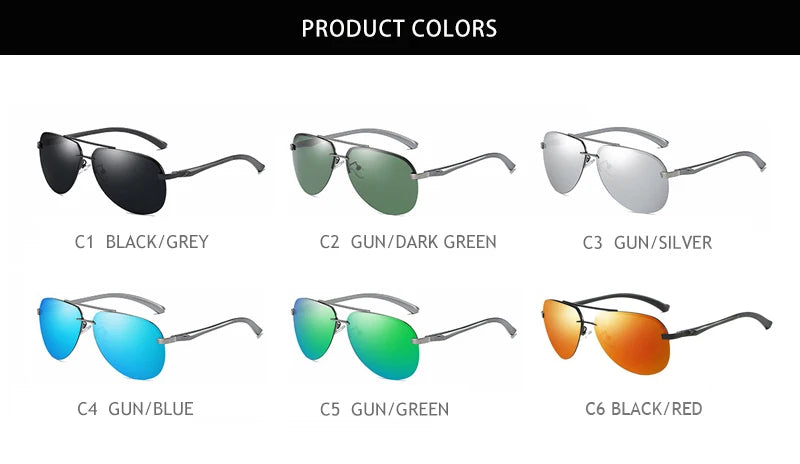 Fashion Rimless Pilot Polarized Sunglasses Men Women High Quality Aluminum Magnesium Sun Glasses Male Classic Driving Shades