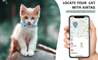 for Apple AirTag Cat Collar,Air Tag Pet Collar with airtag Holder and Bell Reflective GPS Kitten Collar for Girl Boy Cats gatos