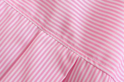 TRAF-Striped Loose Shirts With Pocket for Women, Long Sleeve, Button-up Blouses, Chic Tops, Female Fashion