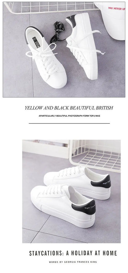2024 Women Sneakers Fashion Breathble Vulcanized Shoes Pu Leather Platform Shoes White Lace Up Casual Shoes Zapatos Mujer