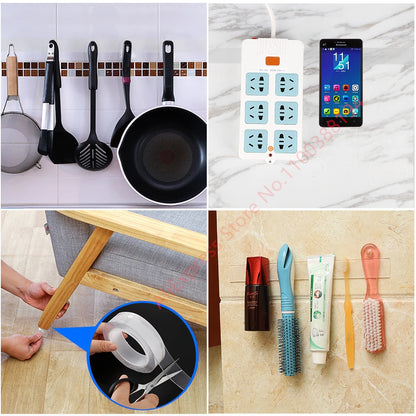 Multifunctional Double Sided Adhesive Tape Waterproof Reusable Wall Stickers Transparent Strong Sticky Glue Car Bathroom Kitchen