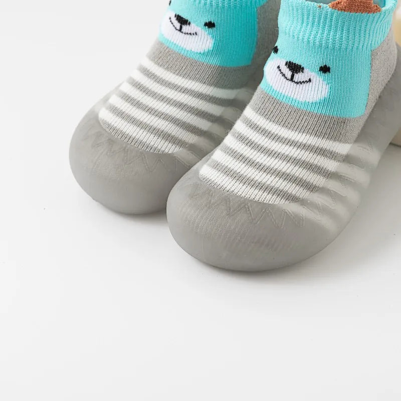 Cartoon Toddler Shoes Animal Pattern Non-slip Silicone Sole Baby Floor Socks Breathable Casual Cotton Baby Boys Girls Shoes