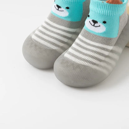 Cartoon Toddler Shoes Animal Pattern Non-slip Silicone Sole Baby Floor Socks Breathable Casual Cotton Baby Boys Girls Shoes
