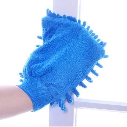 1PC Double-sided Microfiber Washable Car Washing Gloves Car Care Cleaning Gloves Cleaning Cloth Towel Mitt Car Accessories