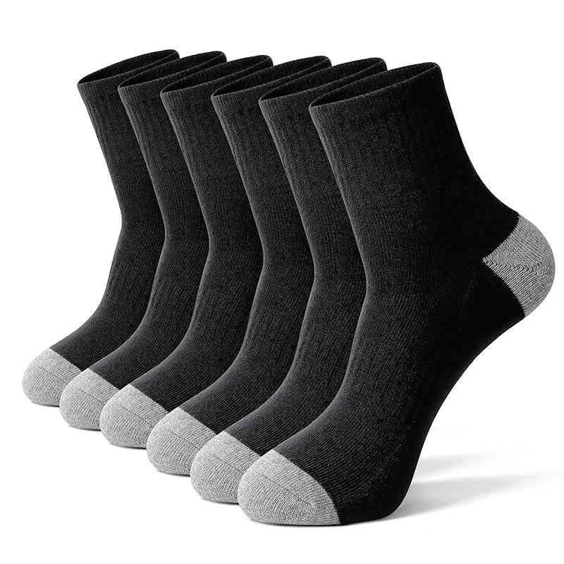6/12 Pairs Men's Cotton Running Crew Socks Middle Tube High Quality Casual Breathable Sports Socks For Men and Women Soft Sock