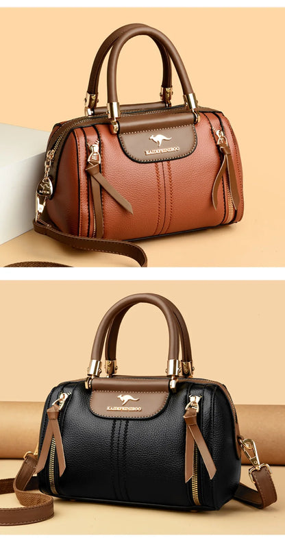 Genuine Luxury Shoulder Croosbody Bags for Women Designer Casual Tote Female Boston Quality Soft Leather Purses and Handbags Sac