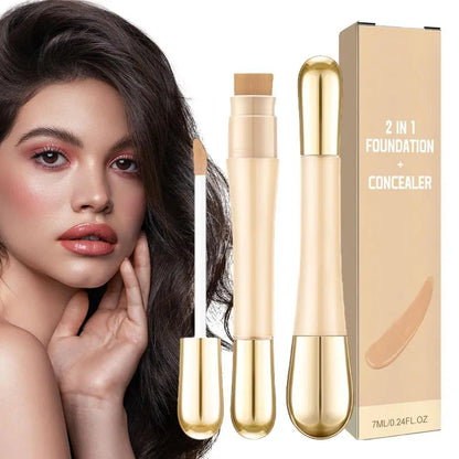Double-headed Facial 2 in 1 foundation and concealer Moisturizing Foundation Brightening Contouring Highlighter Stick