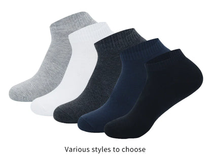 5 Pairs Low Cut Men Socks Solid Color Black White Breathable Cotton Socks Male Sport Short Socks Business Women Men