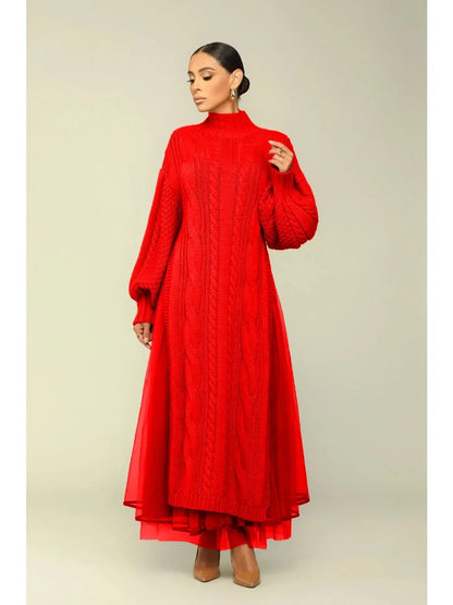 Muslim Women Knitting Dress Modest Robe Vestidos Dubai Saudi Arabic Morocco Abaya Jalabiya Eid Ramadan Knitted Dresses Abayas