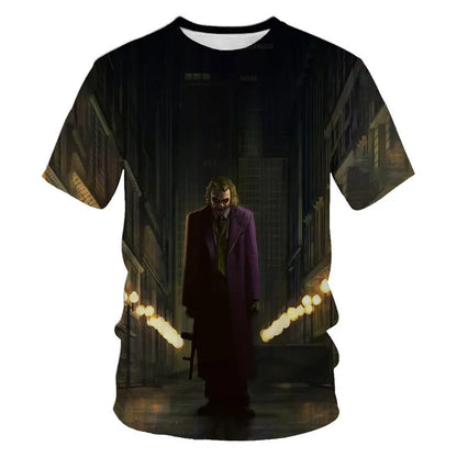 Summer New Men's Horror Clown Pattern T-Shirts Short Sleeve Streetwear Hip Hop 3D Printed Tops 6XL Large Size Loose Gothic Tees