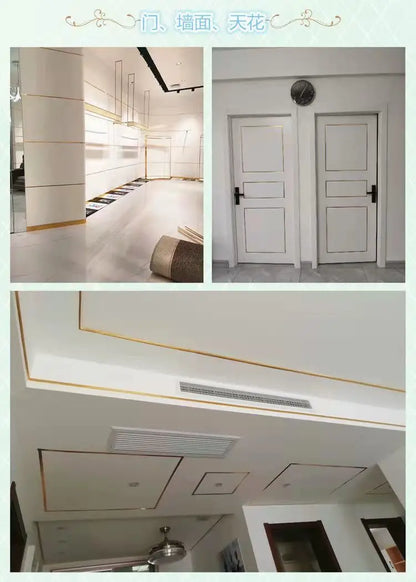50m/Roll Self-adhesive Tile Tape Brushed Gold Silver Floor Edging Waterproof Seam Wall Stickers Wall Gap Ceiling Home Decoration