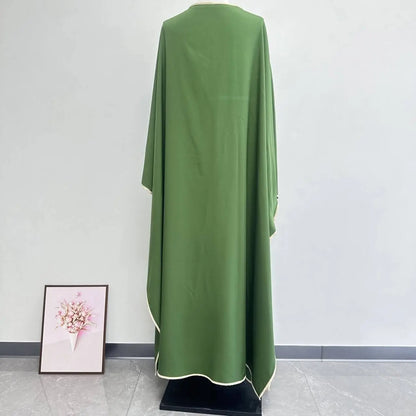 Muslim Women Dress Two Piece Set Eid Ramadan Morocco Dubai Open Abayas Vestidos Arab Cardigan Robe Suit Islam Modest Kaftan