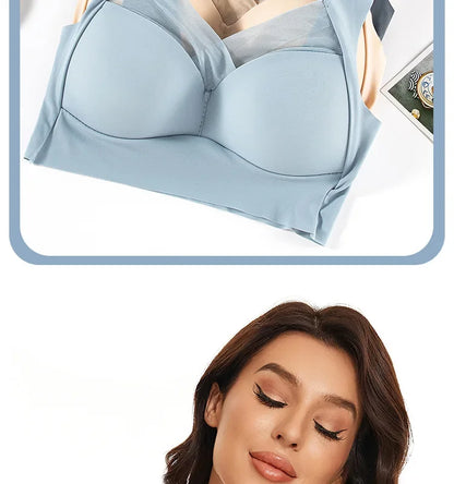 Women Lace Sport Bras Plus Size Seamless Bra Bralette Backless Lady Brassiere Vest Female Gathers Shock-Proof Wireless Top L-3XL