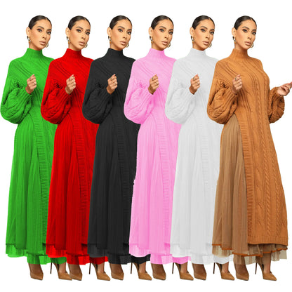 Muslim Women Knitting Dress Modest Robe Vestidos Dubai Saudi Arabic Morocco Abaya Jalabiya Eid Ramadan Knitted Dresses Abayas