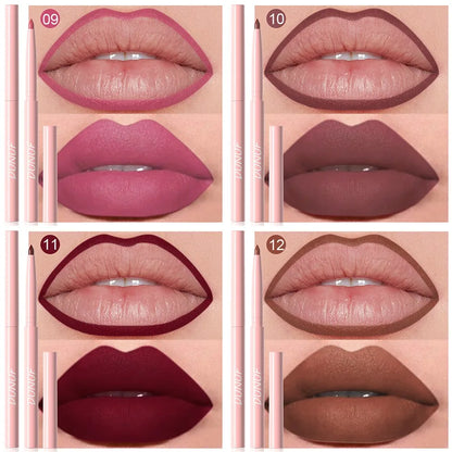 6PC Velvet Matte Lipstick Pen Nude Brown Lip Liner Pencil Kit Smooth Rose Red Pigment Waterproof Long Lasting Dye Cheek Lip Tint