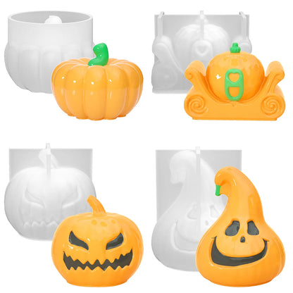 DIY Grimace Squash Silicone Candle Mould Funny Face Cushaw Resin Soap Mold Halloween Party Pumpkin Carriage Chocolate Cake Decor