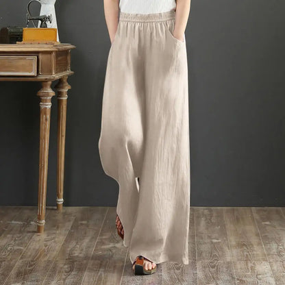 Women Pants 2024 Wide Leg Sweatpants Summer Autumn High Waisted Cotton Linen Pants Wide Leg Long Trousers With Pocket