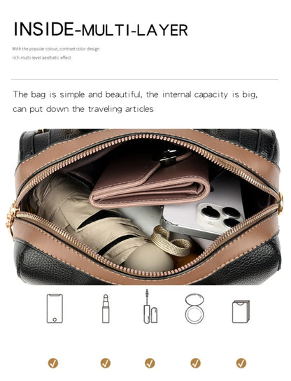 Genuine Luxury Shoulder Croosbody Bags for Women Designer Casual Tote Female Boston Quality Soft Leather Purses and Handbags Sac