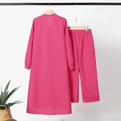 ZANZEA Retro Long Straight Pant Suit Women Solid 2PCS Pant Sets Fashion Long Shirt Tracksuit Casual Buttons Autumn 2023 Outfits