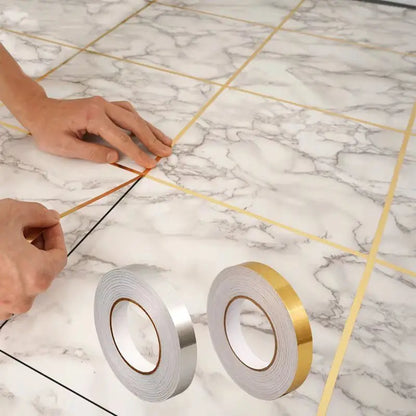 50m/Roll Self-adhesive Tile Tape Brushed Gold Silver Floor Edging Waterproof Seam Wall Stickers Wall Gap Ceiling Home Decoration