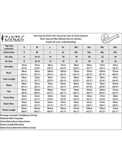 ZANZEA Elegant Women Matching Sets Summer Tracksuits Causal Pant Sets Sleeveless Blouse & Trousers Suit Fashion Outfits Oversize