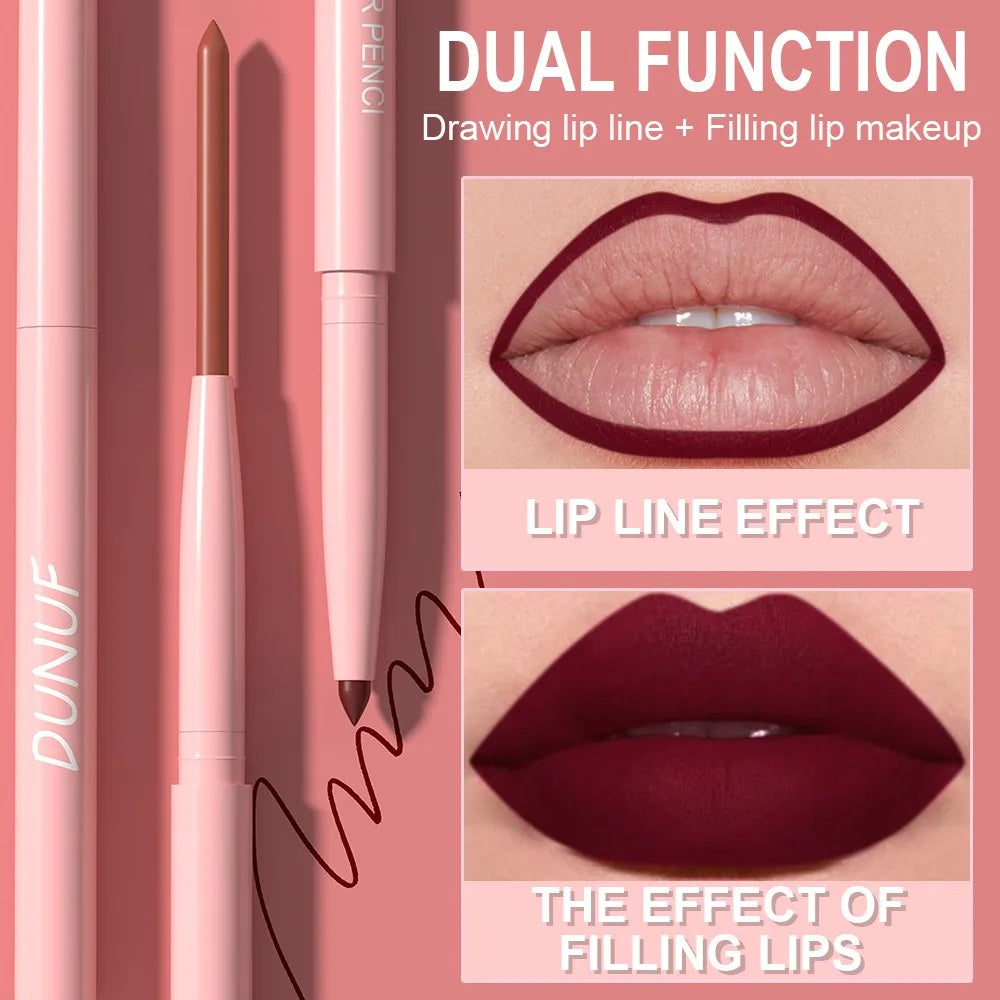 6PC Velvet Matte Lipstick Pen Nude Brown Lip Liner Pencil Kit Smooth Rose Red Pigment Waterproof Long Lasting Dye Cheek Lip Tint