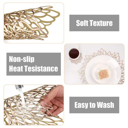 10CM/38CM Vinyl Hollow Out Cup Coaster PVC Flower Round Irregular Placemat Pads for Kitchen Christmas Wedding Party Home Decor