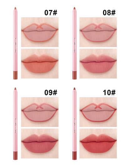 12 Colour Matte Lip Liner Pencil Carving Labial Makeup Lasting Brown Lip Liners Waterproof Lipstick Pen Lip Contouring Cosmetics