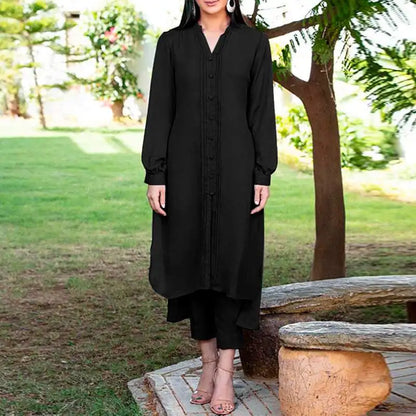 ZANZEA Retro Long Straight Pant Suit Women Solid 2PCS Pant Sets Fashion Long Shirt Tracksuit Casual Buttons Autumn 2023 Outfits