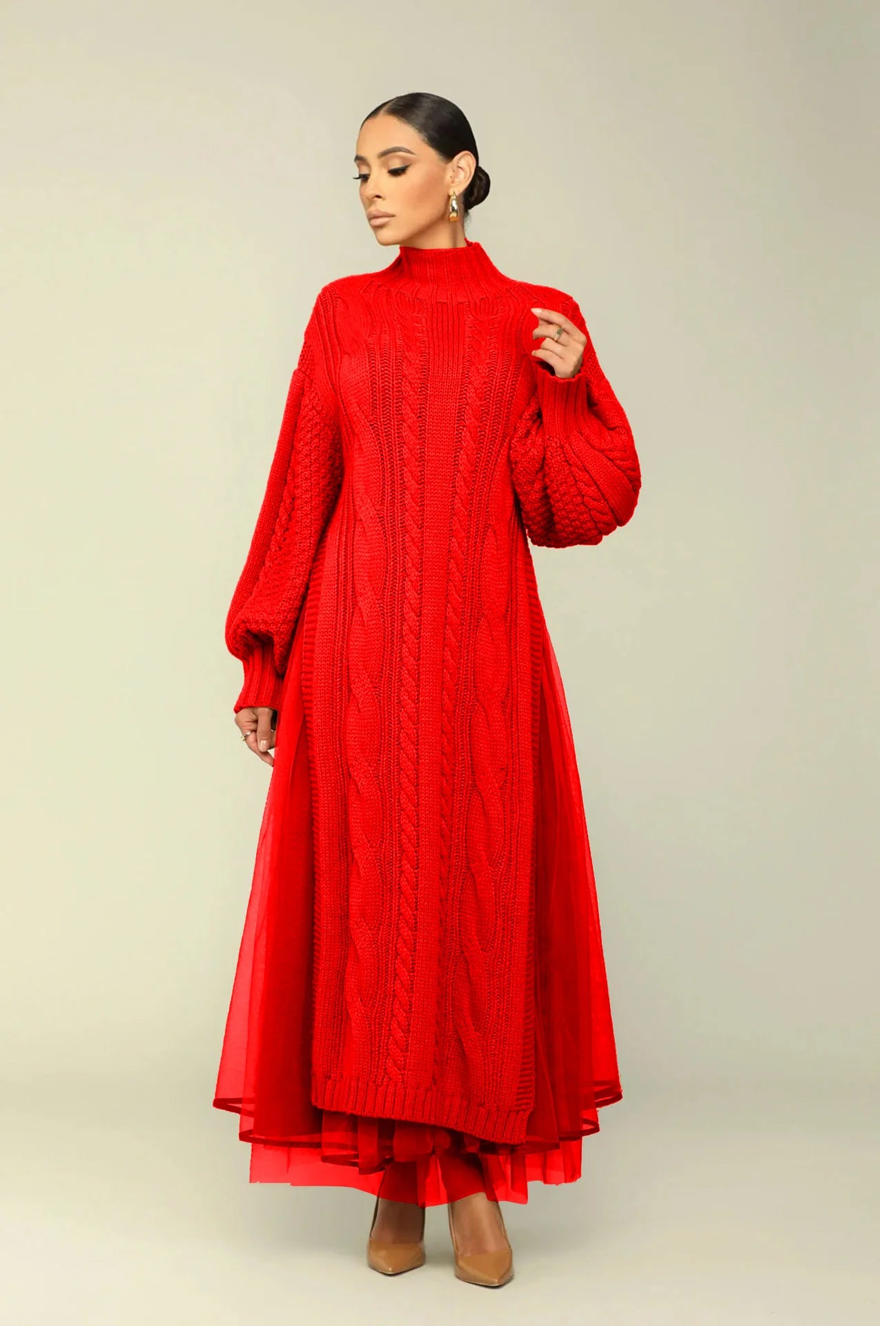 Muslim Women Knitting Dress Modest Robe Vestidos Dubai Saudi Arabic Morocco Abaya Jalabiya Eid Ramadan Knitted Dresses Abayas