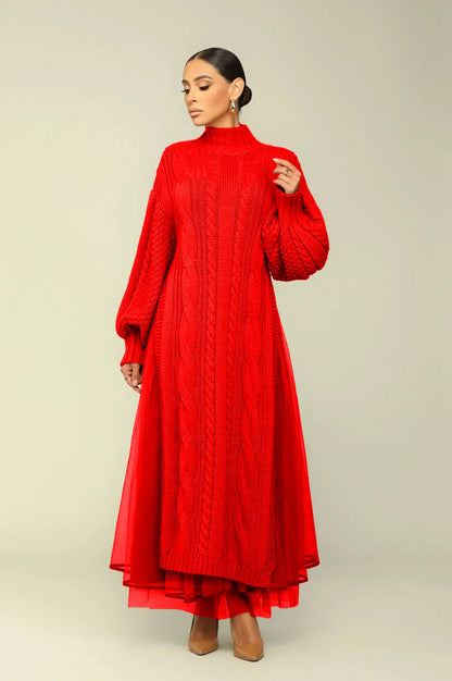 Muslim Women Knitting Dress Modest Robe Vestidos Dubai Saudi Arabic Morocco Abaya Jalabiya Eid Ramadan Knitted Dresses Abayas