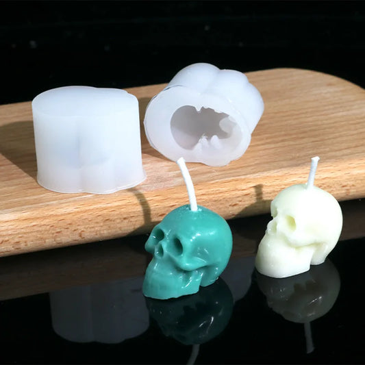 Mini Skull Resin Silicone Molds 3D Skull Head for Candle Wax Casting Chocolate Candy Cake Topper Halloween Party Supplies