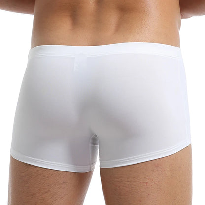 Fashion Boxers Ice Silk Man Underwear Underpants Breathable Comfortable Men's Panties Ultrathin BoxerShorts Trunks