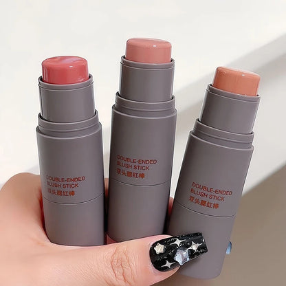Double head Sponge Powder Blusher Lip&Cheek Dual-use Matte Makeup Natural Rouge Powder Blusher Stick light Nature Cosmetic