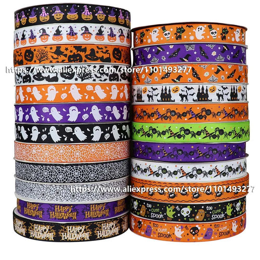 2.5cm Halloween Ribbon Printed Grosgrain Ribbon For Party Gift Packaging Decoration DIY Crafts