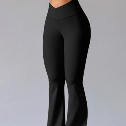 Leggings Flare Long Pants Solid Slim Fit Regular Splice Trousers