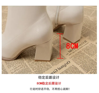 High Heels Ankle Women's Boots Pointed Toe Sexy Shoes for Women 2024 New Side Zip Classic Daily Boots Women Boots Botas
