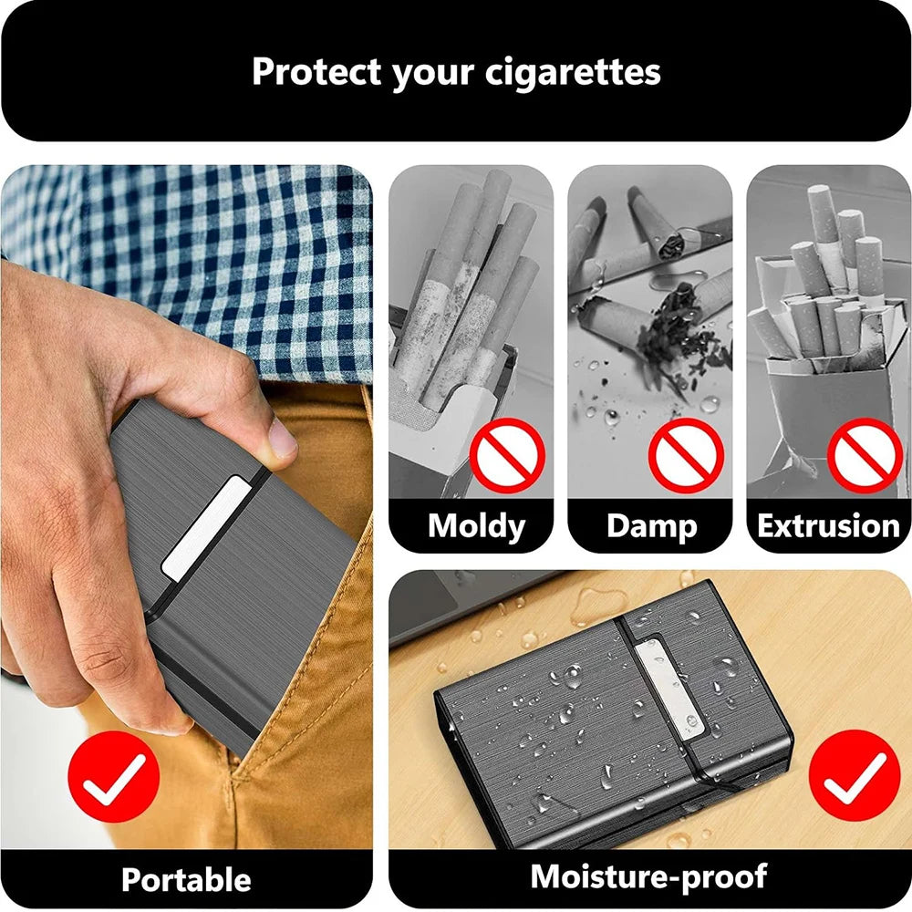 Portable Cigarettes Slim Aluminum Cigarette Case Cigar Tobacco Holder Box Storage Container Smoking Accessories