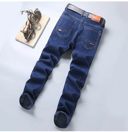 2024 NEW Men's Fashion Business Jeans Classic Style Casual Stretch Slim Jean Pants Male Brand Denim Trousers Black Blue