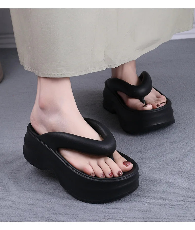 Summer Women's Flip Flops Comfortable Non Slip EVA Thick Sole Sandals 2024 New Fashionable Outdoor Soft Sole Slippers Women