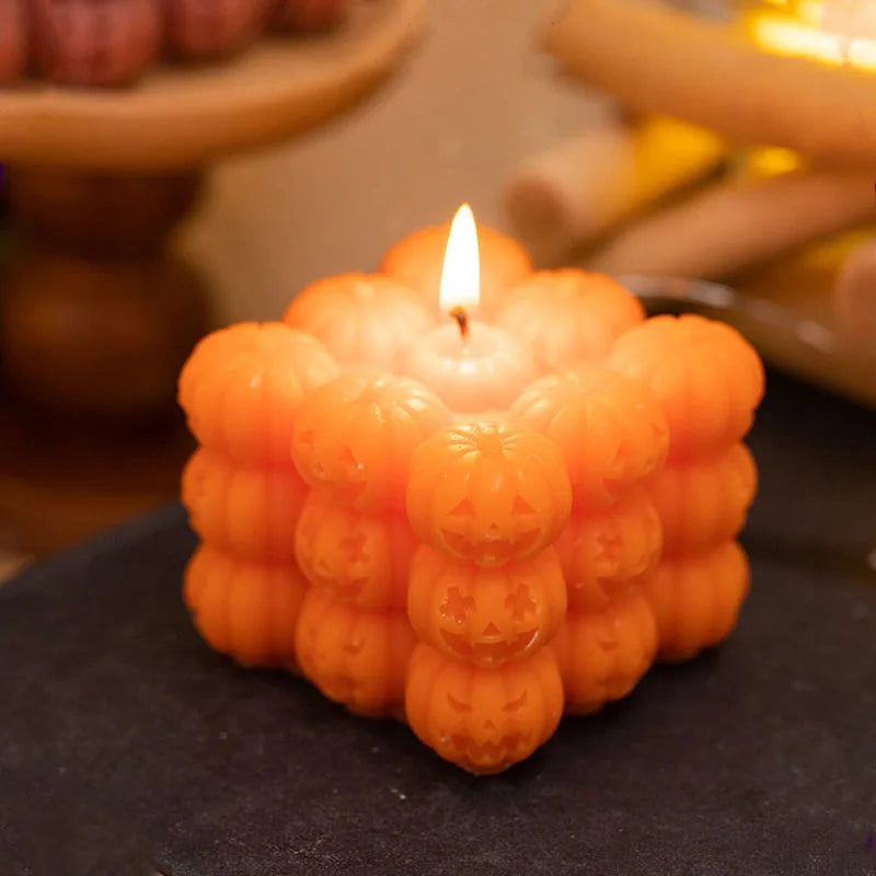 Skull Pumpkin Rubik's Cube Candle Silicone Mold Handmade Halloween Skeleton Decoration Aromatherapy Candle Plaster Resin Mould