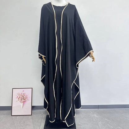 Muslim Women Dress Two Piece Set Eid Ramadan Morocco Dubai Open Abayas Vestidos Arab Cardigan Robe Suit Islam Modest Kaftan