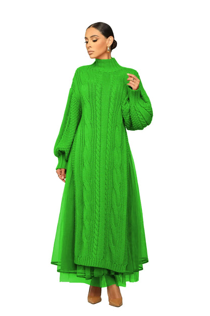Muslim Women Knitting Dress Modest Robe Vestidos Dubai Saudi Arabic Morocco Abaya Jalabiya Eid Ramadan Knitted Dresses Abayas