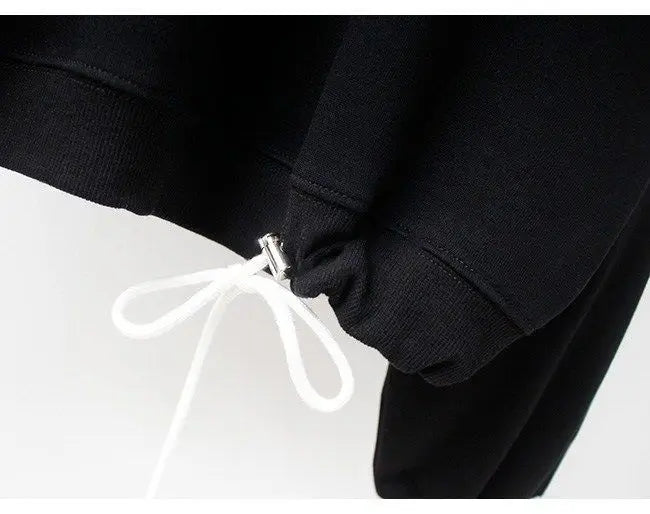 Y2k Sweatshirt For Women Short Embroidery Spring Autumn New Loose Korean Fashion Long Sleeve Drawstring Pullover Top Woman