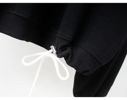 Y2k Sweatshirt For Women Short Embroidery Spring Autumn New Loose Korean Fashion Long Sleeve Drawstring Pullover Top Woman